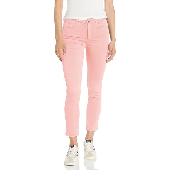 AG Prima Cigarette Jean Crop Pink Size 27 Regular Mid Rise Stretch - Picture 1 of 10
